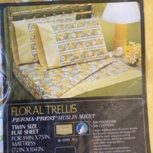 VTG Sears Perma-Prest Muslin Fitted & Flat Sheets